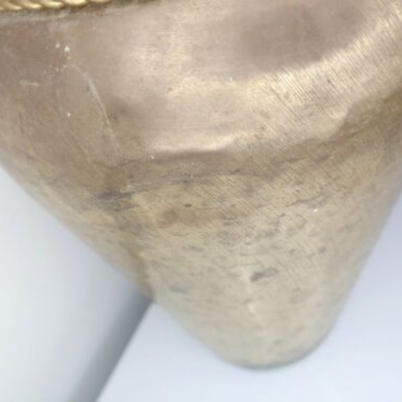 OLD INDIA VINTAGE BIG BRASS BASE POT GOLD LACQUERED MULTIPURPOSE USE HOME DECOR - Picture 8 of 9